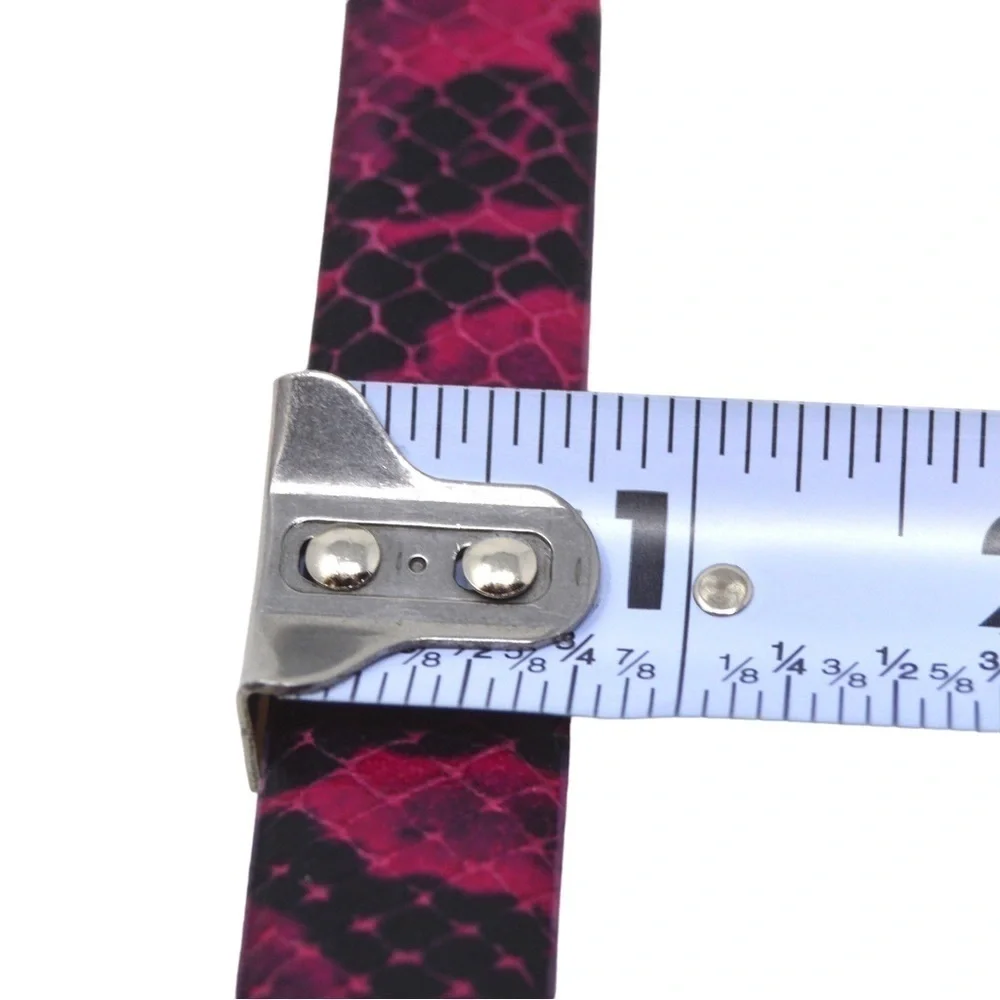 Casual Corner‎ Italian Leather Snakeskin Print Belt with Rectangular Buckle